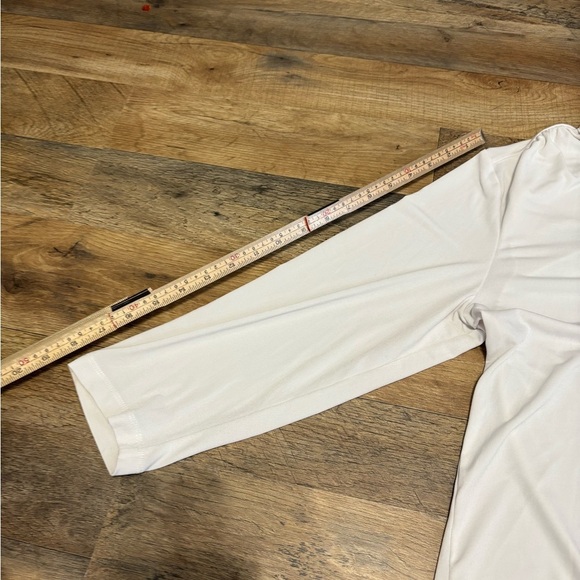 COPY - Carmen Marc Valvo White Collared 3/4 Sleeve Blouse - Picture 3 of 6